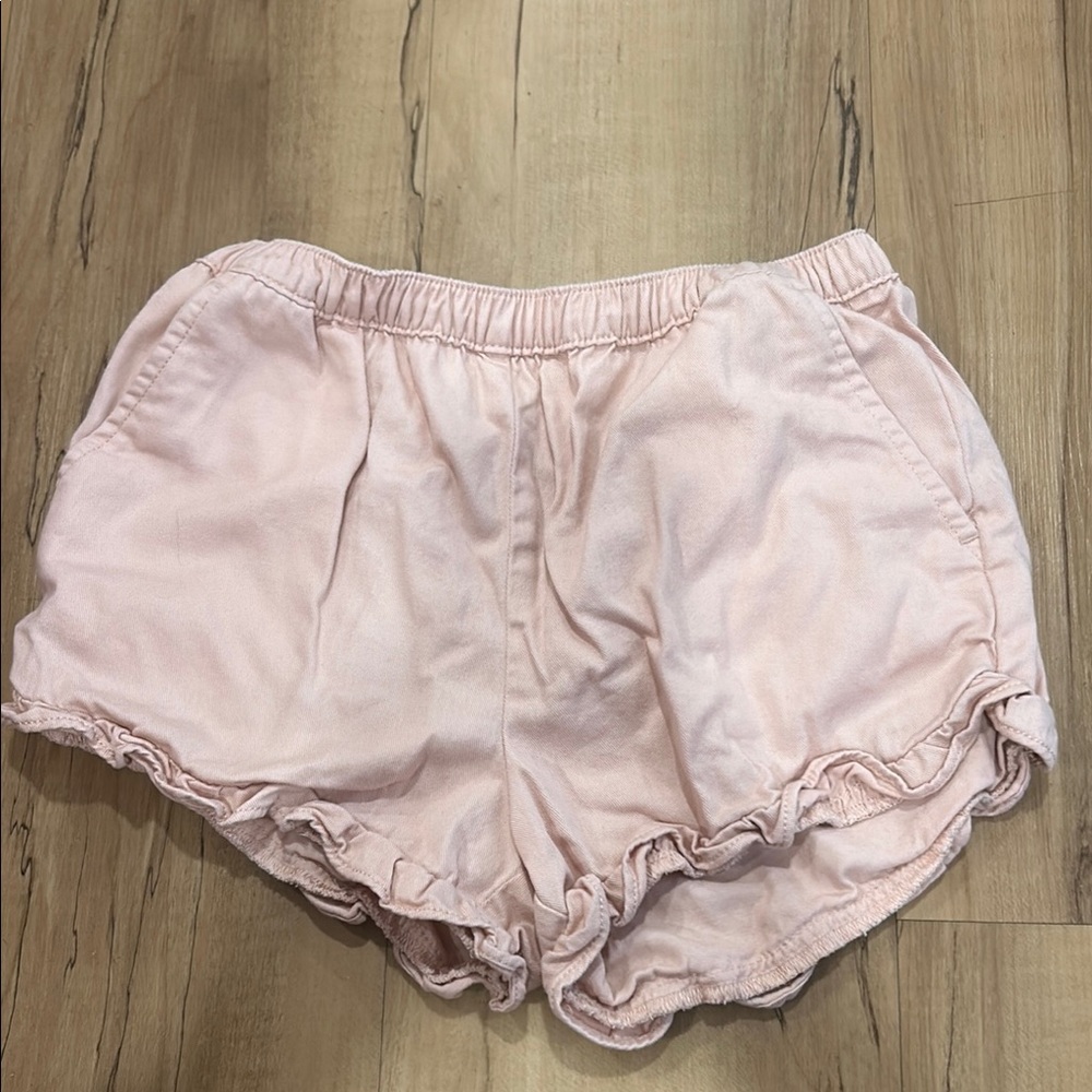 Crewcuts Light Pink Casual Shorts with Elastic Waistband and Ruffled Edges